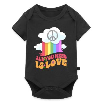 All you need is love peace - Baby Premium short-sleeve bodysuit - black - Front