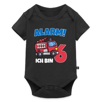 Geburtstagsshirt 6 Jahre Feuerwehr Geschenke - Baby Premium Kurzarmbody - Schwarz - Vorne