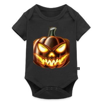 Citrouille d’Halloween aux yeux de feu - Body à manches courtes Premium Bébé - noir - Devant