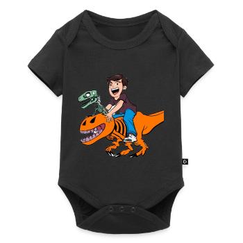 Halloween Dino Boy chevauchant des dinosaures - Body à manches courtes Premium Bébé - noir - Devant
