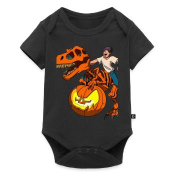 Halloween Dino Ghoul chevauchant des dinosaures - Body à manches courtes Premium Bébé - noir - Devant
