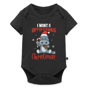 Citation de Noël - Je veux des hippopotames pour Noël Salut - Body à manches courtes Premium Bébé - noir - Devant