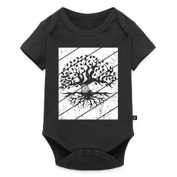 Lebensbaum-Yoga Om Shirt Keltisches Yoga - Baby Premium Kurzarmbody - Schwarz - Vorne