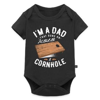 Un père qui comptait sur Jésus et Cornhole Christian - Body à manches courtes Premium Bébé - noir - Devant