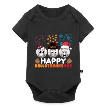 Happy Hello Thanksmas Halloween Thanksgiving Xmas - Baby Premium short-sleeve bodysuit - black - Front