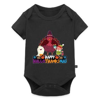 Happy Hello Thanksmas Halloween Thanksgiving Xmas - Baby Premium short-sleeve bodysuit - black - Front