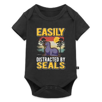 Easily distracted by Seal Robbe Sea Lion - Baby Premium short-sleeve bodysuit - black - Front
