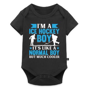 Ice Hockey Kids Playing Ice Hockey Boy - Ice Hocke - Baby Premium Kurzarmbody - Schwarz - Vorne