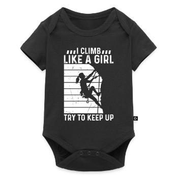 Bouldering Rock Climbing I Climb Like A Girl Try T - Baby Premium short-sleeve bodysuit - black - Front