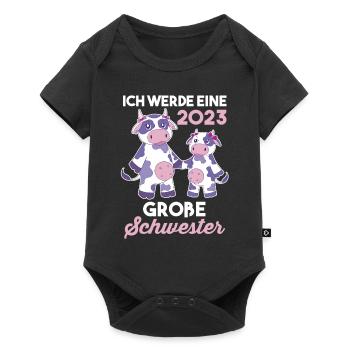 Schwester 2023 Kuh Werdende Schwester - Baby Premium Kurzarmbody - Schwarz - Vorne