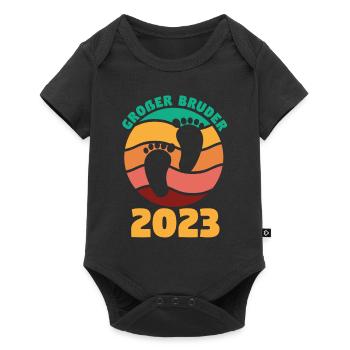 Bruder 2023 Schwanger Werdender Bruder - Baby Premium Kurzarmbody - Schwarz - Vorne