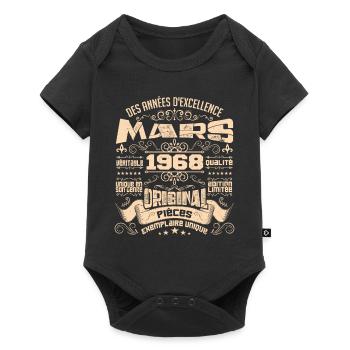 Anniversaire Vintage Né(e) en Mars 1968 - Body à manches courtes Premium Bébé - noir - Devant