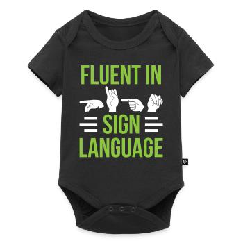 Fluent in sign language Awareness signs - Baby Premium short-sleeve bodysuit - black - Front