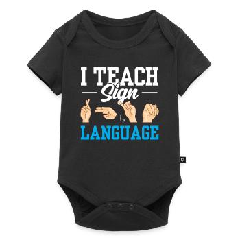 Ich Unterrichte Gebärdensprache Gebärden Awareness - Baby Premium Kurzarmbody - Schwarz - Vorne