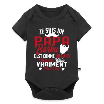 Papa Barbu Humour Cadeau Fête des Pères - Body à manches courtes Premium Bébé - noir - Devant