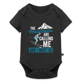Skiing Winter sports Skiers The mountains are calling - Baby Premium short-sleeve bodysuit - black - Front