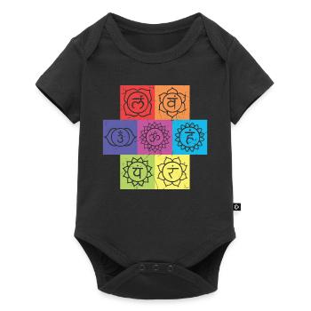 Vintage Chakra Signs Yoga Namaste - Baby Premium short-sleeve bodysuit - black - Front