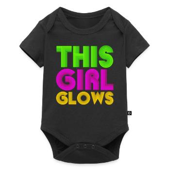 This Girl Glows Party 80s vintage colorful - Baby Premium short-sleeve bodysuit - black - Front