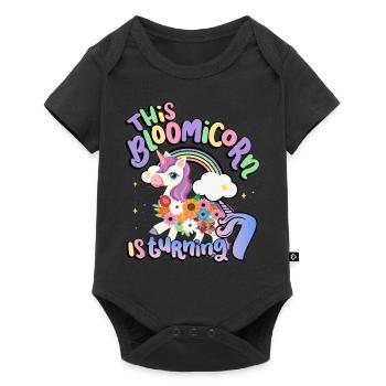 Bloomicorn Is Turning 7 Unicorn 7th Birthday - Baby Premium short-sleeve bodysuit - black - Front