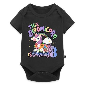 Bloomicorn fête ses 8 ans à son 8e anniversaire - Body à manches courtes Premium Bébé - noir - Devant