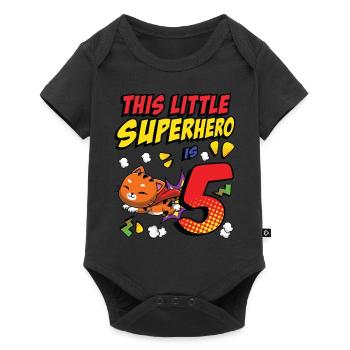 This little superhero is 5 cat owners 5. - Baby Premium short-sleeve bodysuit - black - Front