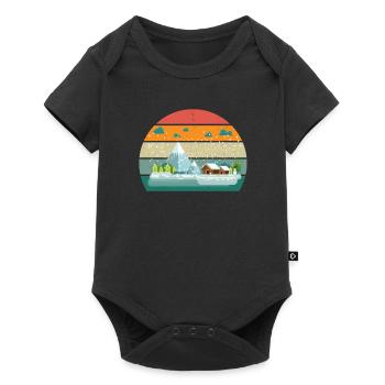 kalt kälte schnee eis schneemann schneeball winter - Baby Premium Kurzarmbody - Schwarz - Vorne