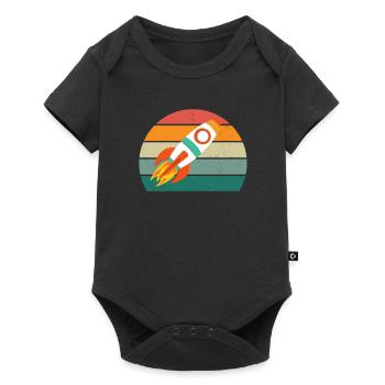 ufo alien weltall all universum rakete weltraum - Baby Premium Kurzarmbody - Schwarz - Vorne
