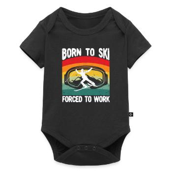 Né pour skier Forcé de travailler Drôle - Body à manches courtes Premium Bébé - noir - Devant