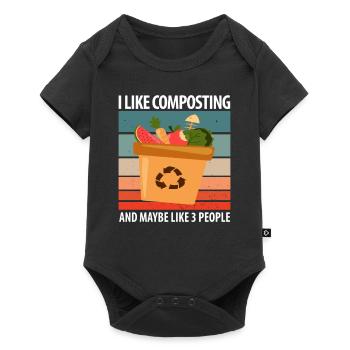 Cadeau vers de compost - Body à manches courtes Premium Bébé - noir - Devant