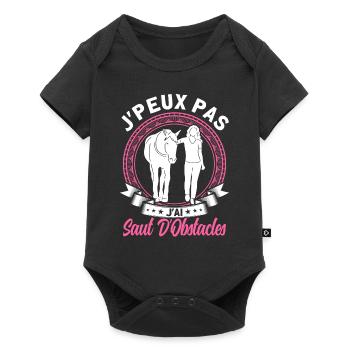 Pferde Reiter Pferd Geschenk - Baby Premium Kurzarmbody - Schwarz - Vorne