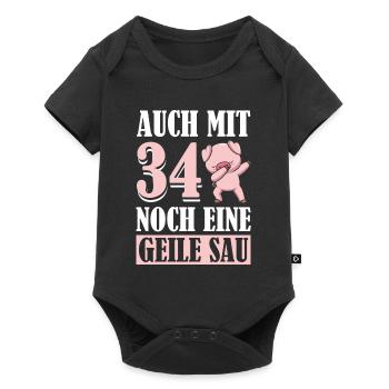 Auch Mit 34 Noch Eine Geile Sau Schwein 34th - Baby Premium Kurzarmbody - Schwarz - Vorne