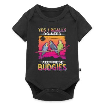 Budgerigar Gift Welli cockatiel - Baby Premium short-sleeve bodysuit - black - Front
