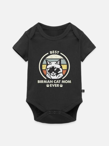Katzenmama - Birman Katze - Baby Premium Kurzarmbody - Schwarz