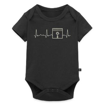 Diskette. Herz. Liebe. Ekg. Impuls. Schlagen. - Baby Premium Kurzarmbody - Schwarz - Vorne