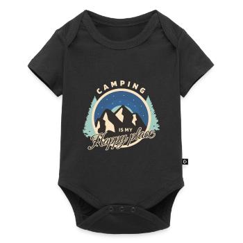 Camping - Camping is my Happy place - Baby Premium short-sleeve bodysuit - black - Front