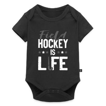 feldhockey leben - Baby Premium Kurzarmbody - Schwarz - Vorne