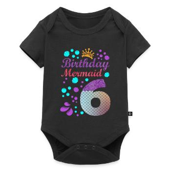 Birthday Mermaid 6 Shell Summer Vibe 6 - Baby Premium short-sleeve bodysuit - black - Front