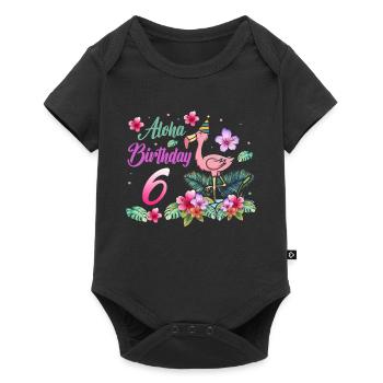Aloha Birthday 6 Flamingo Bird 6th Birthday - Baby Premium short-sleeve bodysuit - black - Front