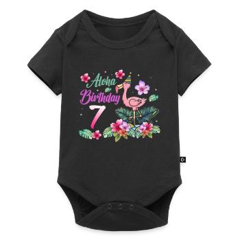 Aloha Birthday 7 Flamingo Bird 7th Birthday - Baby Premium short-sleeve bodysuit - black - Front