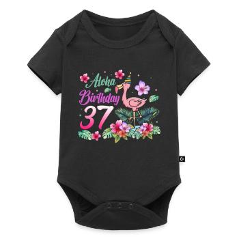 Aloha Birthday 37 Flamingo Bird 37th Birthday - Baby Premium short-sleeve bodysuit - black - Front