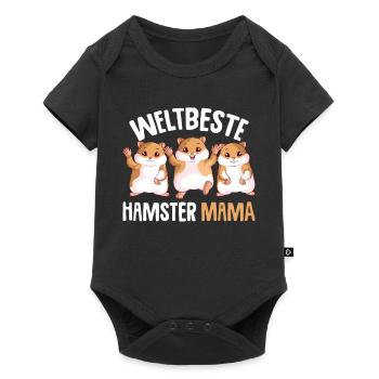 Hamster Mama Goldhamster Damen - Baby Premium Kurzarmbody - Schwarz - Vorne