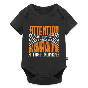 Avertissement, Karaté à tout moment. - Body à manches courtes Premium Bébé - noir - Devant