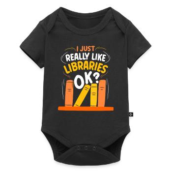 I just like libraries very ok library - Baby Premium short-sleeve bodysuit - black - Front