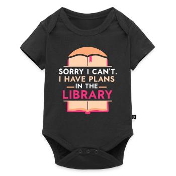 Ne puis-je pas avoir des plans dans les livres de bibliothèque - Body à manches courtes Premium Bébé - noir - Devant