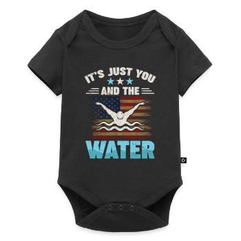 Schwimmtrainer Wassersporttrainer - Baby Premium Kurzarmbody - Schwarz - Vorne