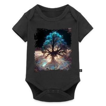 World Tree Yggdrasil Tree of Life Digitales Malere - Baby Premium Kurzarmbody - Schwarz - Vorne