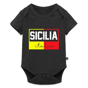 Sicile drapeau Sicile Palerme Italie - Body à manches courtes Premium Bébé - noir - Devant