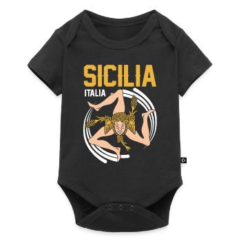 Sizilien flagge Sizilien Palermo Italien - Baby Premium Kurzarmbody - Schwarz - Vorne
