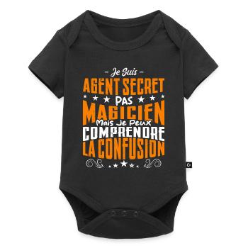 Je Suis Agent Secret Pas Magicien - Body à manches courtes Premium Bébé - noir - Devant