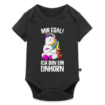 Mir egal ich bin ein Einhorn Unicorn Kinder - Baby Premium Kurzarmbody - Schwarz - Vorne